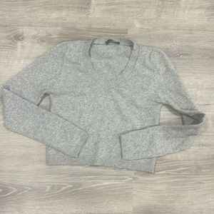 Brandy Melville Gray Wool V-Neck Sweater